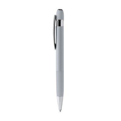 Bolígrafo de aluminio de agarre rayado Gris Tinta Azul
