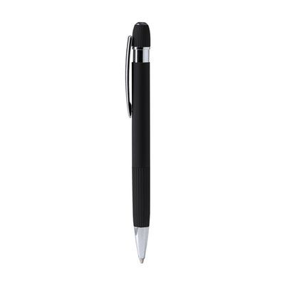 Bolígrafo de aluminio de agarre rayado Negro Tinta Azul