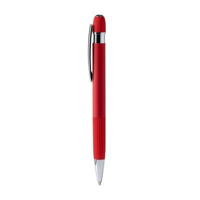 Bolígrafo de aluminio de agarre rayado Rojo Tinta Azul