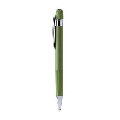 Bolígrafo de aluminio de agarre rayado Verde Salvia Tinta Azul