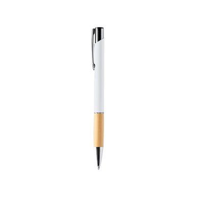 Bolígrafo de aluminio y bambú Blanco Tinta Azul
