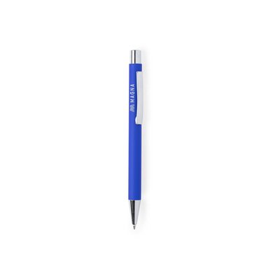 Bolígrafo Aluminio Bicolor Marcaje a Láser Plateado Azul