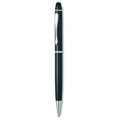 Bolígrafo de aluminio blanco o negro con puntero y estuche