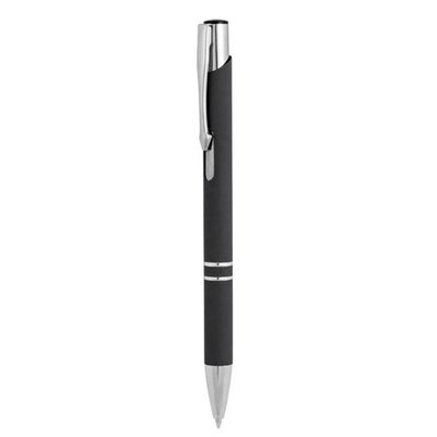 Bolígrafo de aluminio con caucho Negro