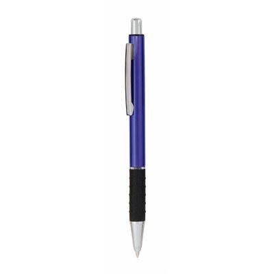 Bolígrafo de aluminio de colores con empuñadura negra antideslizante Azul