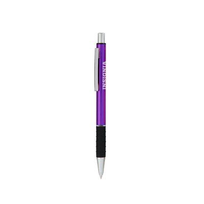 Bolígrafo de aluminio de colores con empuñadura negra antideslizante Fucsi