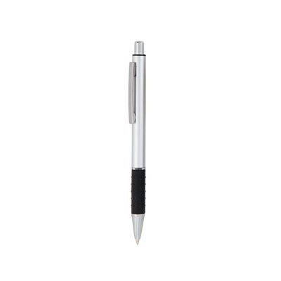Bolígrafo de aluminio de colores con empuñadura negra antideslizante Plateado
