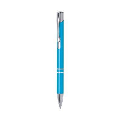 Bolígrafo aluminio de colores con pulsador y clip Azul Claro