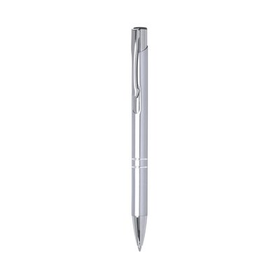 Bolígrafo aluminio de colores con pulsador y clip Blanco
