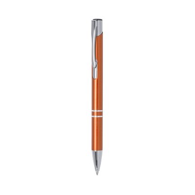 Bolígrafo aluminio de colores con pulsador y clip Naranja