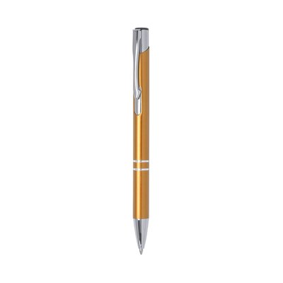 Bolígrafo aluminio de colores con pulsador y clip Oro
