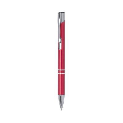 Bolígrafo aluminio de colores con pulsador y clip Roj