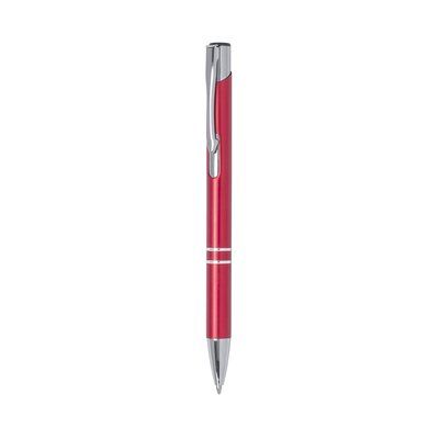 Bolígrafo aluminio de colores con pulsador y clip Rojo