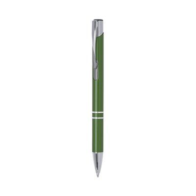 Bolígrafo aluminio de colores con pulsador y clip Verde