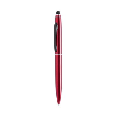 Bolígrafo en aluminio de colores con puntero y clip negro Rojo