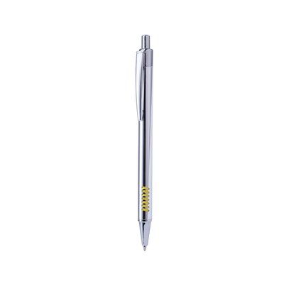 Bolígrafo de aluminio cromado con detalle antideslizante a color Amarillo