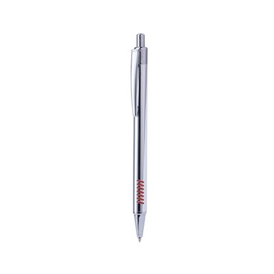 Bolígrafo de aluminio cromado con detalle antideslizante a color Rojo