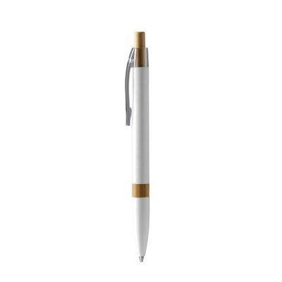 Bolígrafo de aluminio con detalle bambú Blanco Tinta Azul