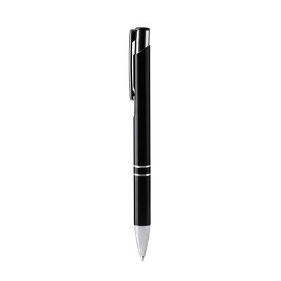 Bolígrafo de aluminio detalles cromados Negro TINTA AZUL