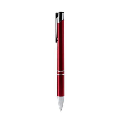 Bolígrafo de aluminio detalles cromados Rojo TINTA AZUL
