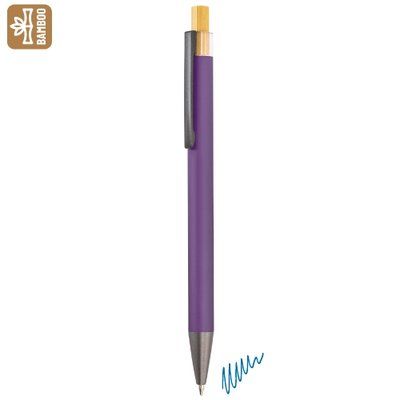 Bolígrafo aluminio mate con pulsador de bambú LI