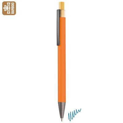 Bolígrafo aluminio mate con pulsador de bambú NA