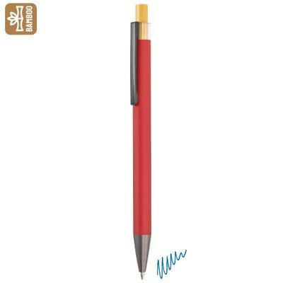 Bolígrafo aluminio mate con pulsador de bambú RO