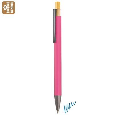 Bolígrafo aluminio mate con pulsador de bambú RS