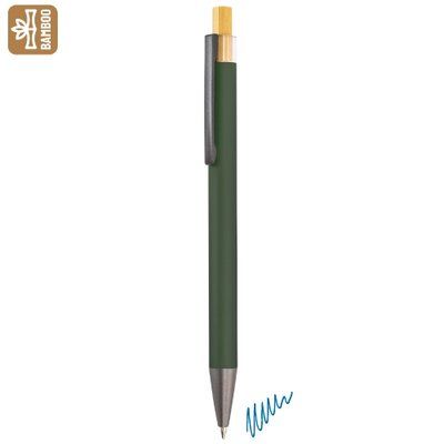 Bolígrafo aluminio mate con pulsador de bambú VE