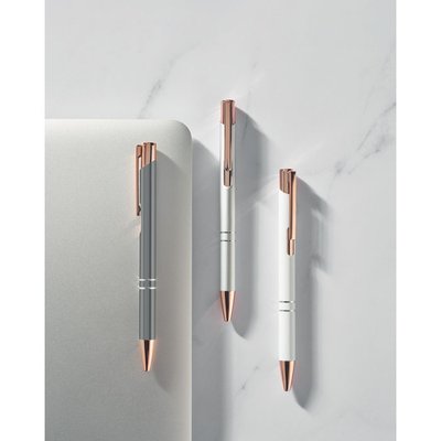 Bolígrafo aluminio con pulsador oro rosa