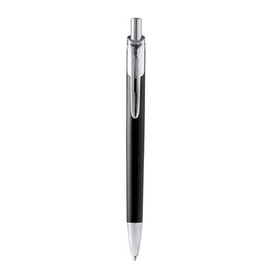 Bolígrafo aluminio con punta cromada Negro Tinta Azul