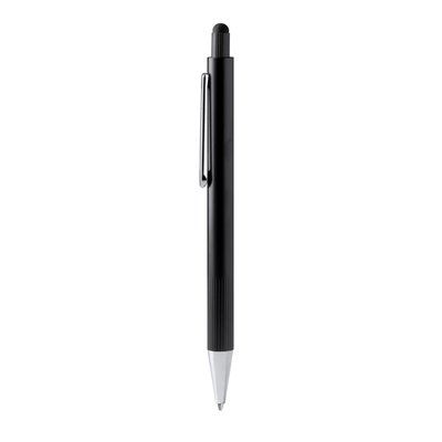 Bolígrafo de aluminio con puntero Negro Tinta Azul