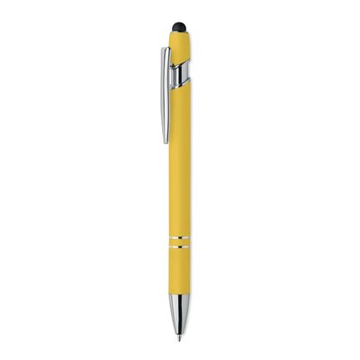 Bolígrafo de aluminio reciclado con acabado gomoso Amarillo