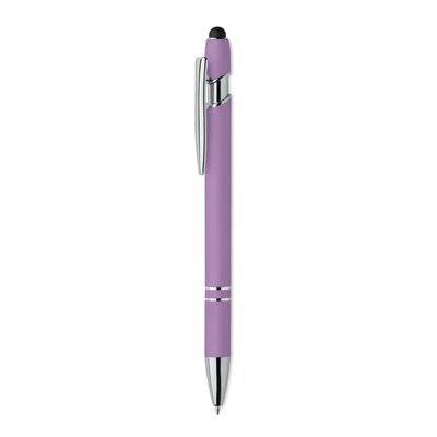Bolígrafo de aluminio reciclado con acabado gomoso Violeta
