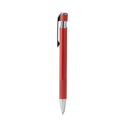 Bolígrafo de aluminio reciclado mate con textura de agarre Rojo