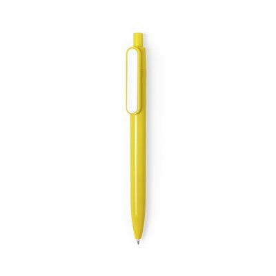 Bolígrafo automático con vistoso clip blanco publicitario Amarillo