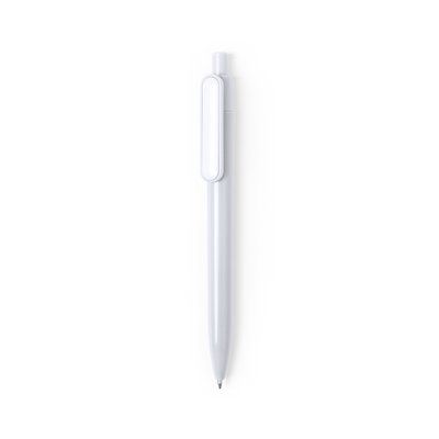 Bolígrafo automático con vistoso clip blanco publicitario Blanco