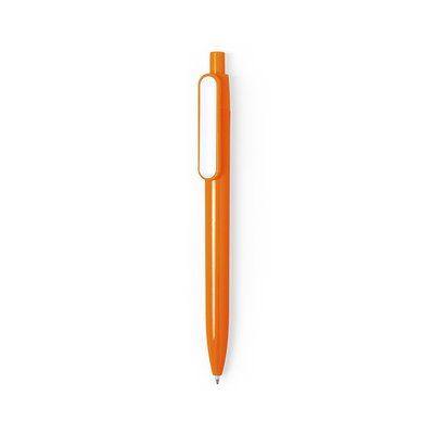Bolígrafo automático con vistoso clip blanco publicitario Naranja