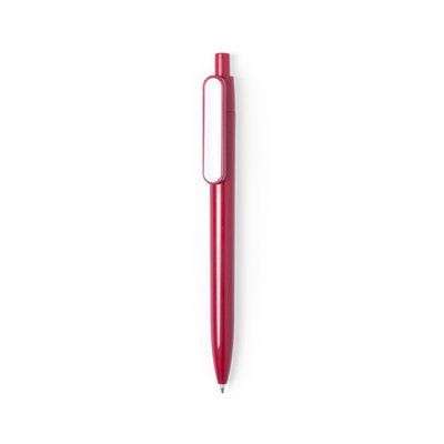 Bolígrafo automático con vistoso clip blanco publicitario Rojo
