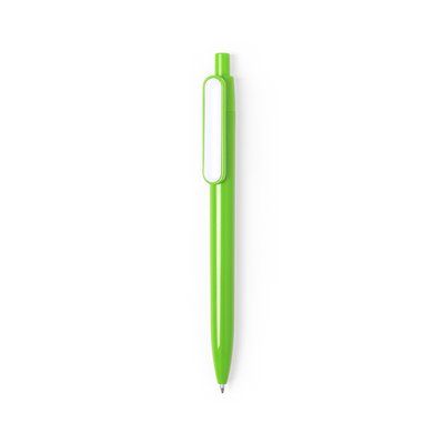 Bolígrafo automático con vistoso clip blanco publicitario Verde Claro