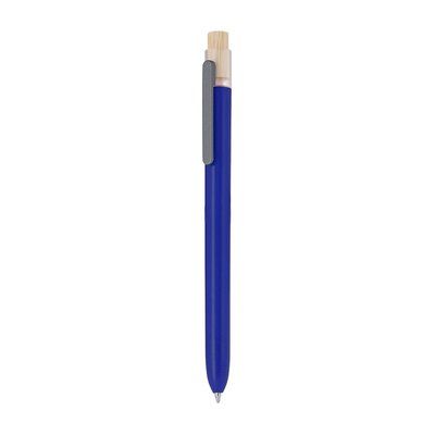 Bolígrafo azul con pulsador de bambú Mar