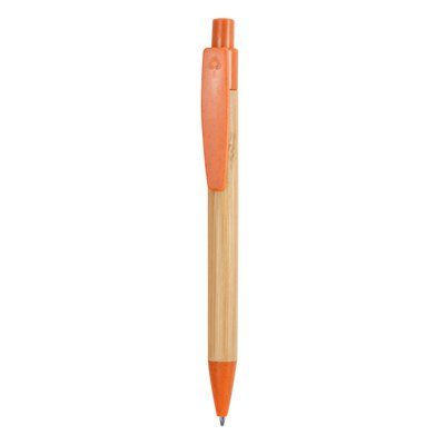 Bolígrafo de bambú y accesorios de fibra eco NARANJA/CRUDO Tinta Azul