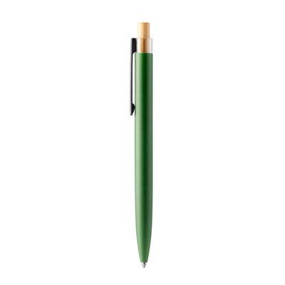 Bolígrafo de bambú y aluminio reciclado acabado mate Verde Oscuro Tinta Azul