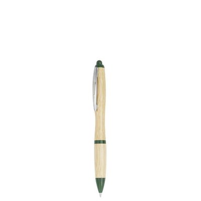 Bolígrafo Bambú con Clip de Aluminio Verde