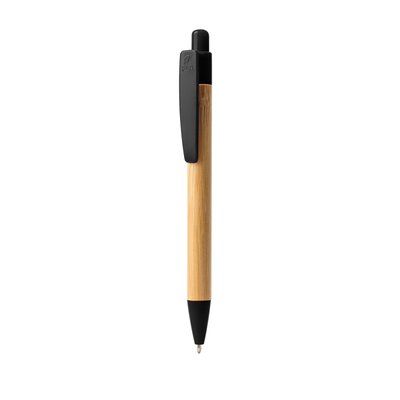 Bolígrafo de bambú sostenible Negro Tinta Azul