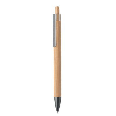 Bolígrafo de bambú tinta azul con pulsador Madera