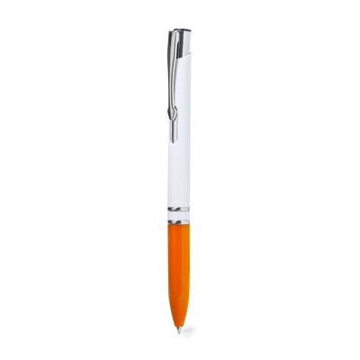 Bolígrafo Blanco Brillo y Tinta Azul Naranja