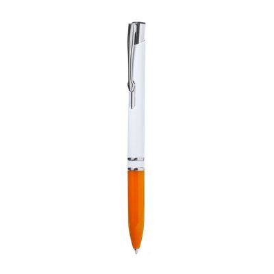 Bolígrafo Blanco Brillo y Tinta Azul Naranja