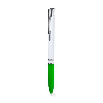 Bolígrafo Blanco Brillo y Tinta Azul Verde