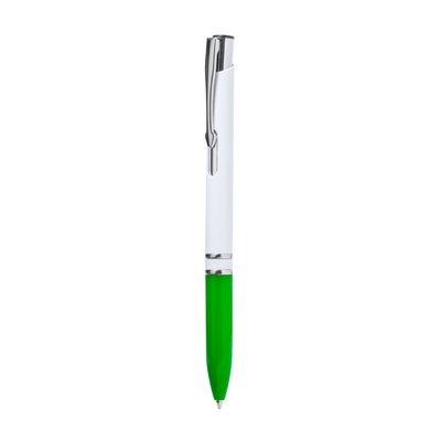 Bolígrafo Blanco Brillo y Tinta Azul Verde